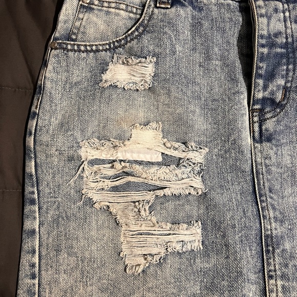 Distressed Mini Jean Skirt - Picture 3 of 5